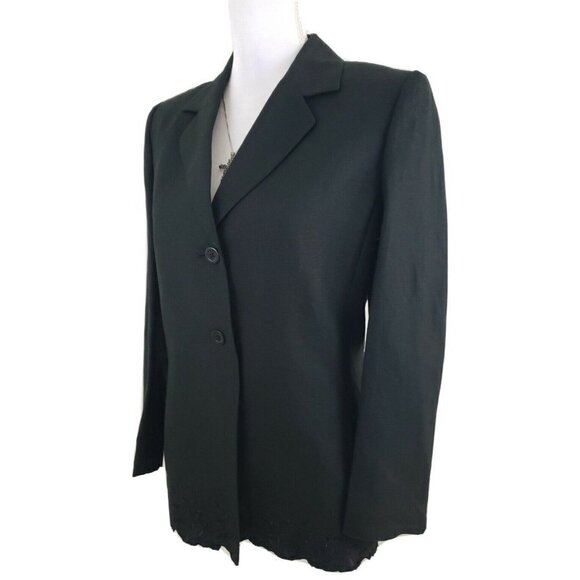 Kasper ~Woman Size 4~ Black Linen Blend Jacket Blazer Lined, Embroidered NWOT - Picture 12 of 12